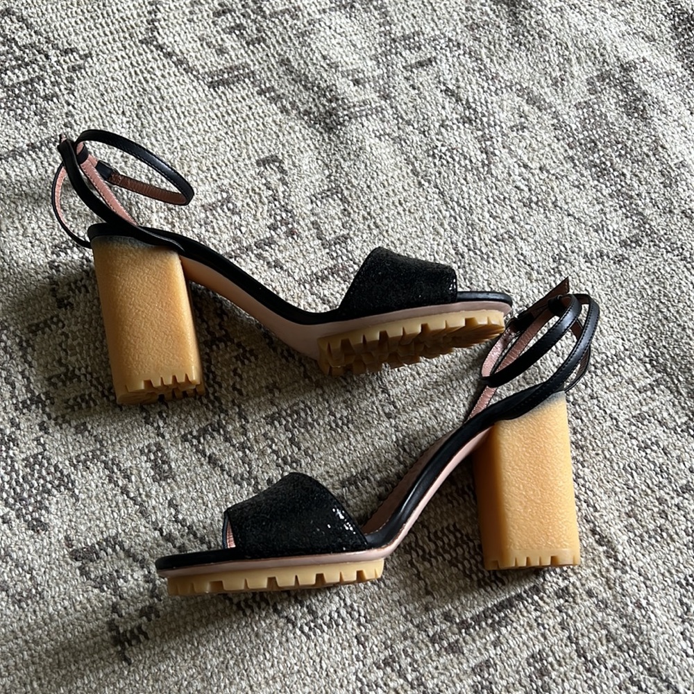 RED Valentino rubber block heel sparkly sandal